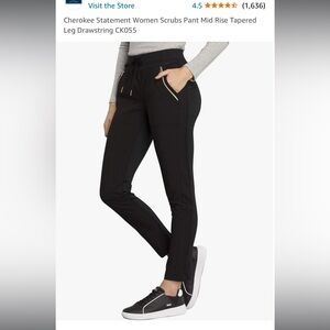 Cherokee Statement Women Scrubs Pant Mid Rise Tapered Leg Drawstring CK055